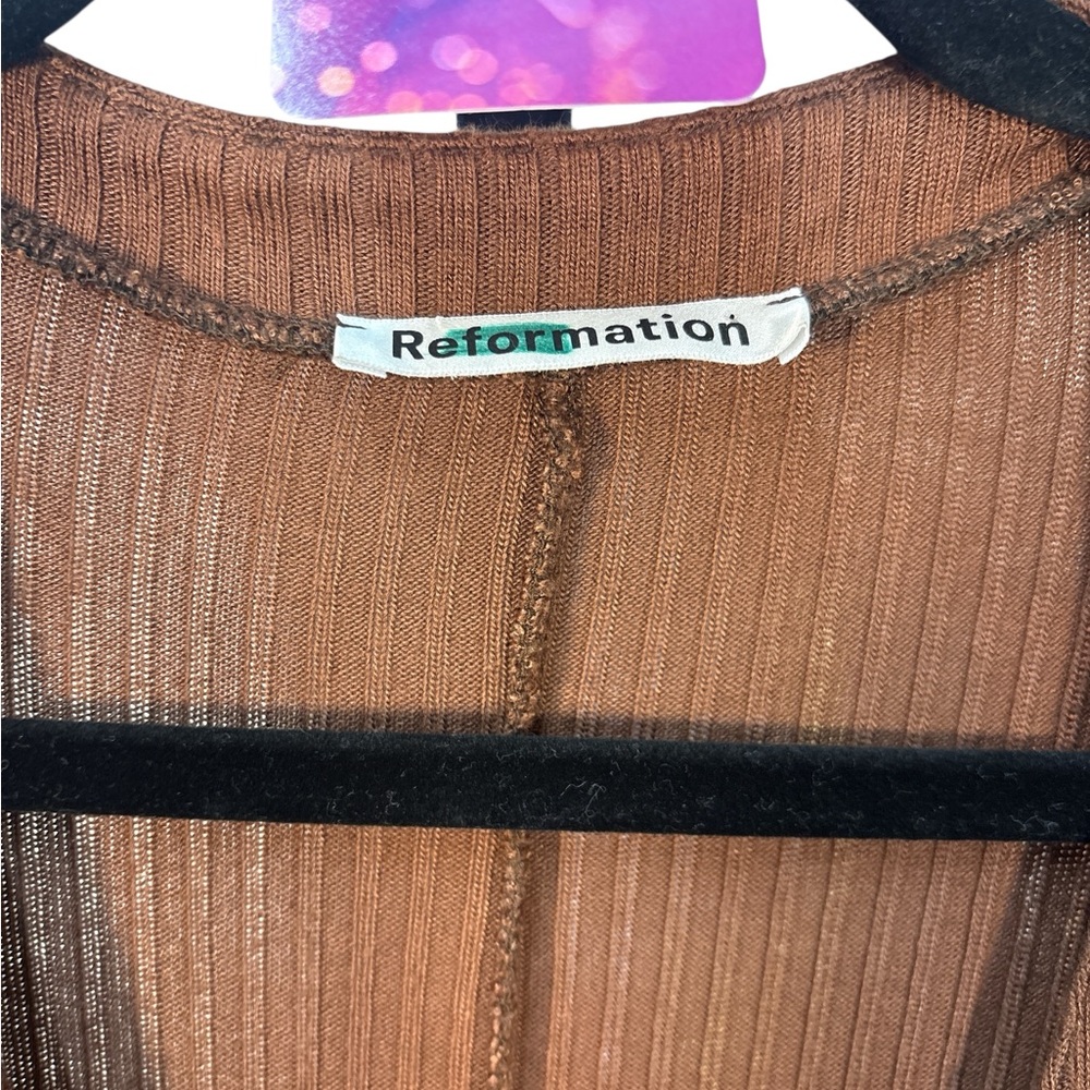 Reformation Cypress Brown Ribbed Knit Maxi Dress MSRP $248 Medium - Picture 5 of 7
